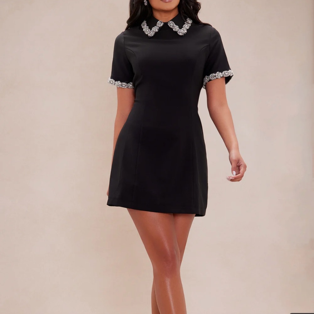 Embellished Mini Dress - Black